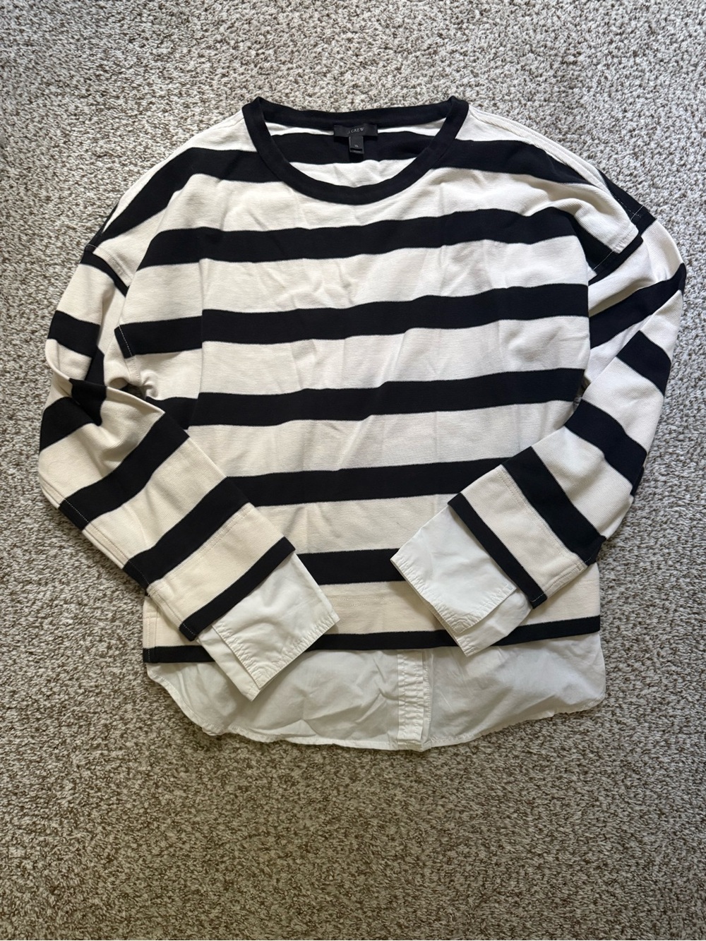 J.crew faux layered striped long sleeve shirt sz xl extra large